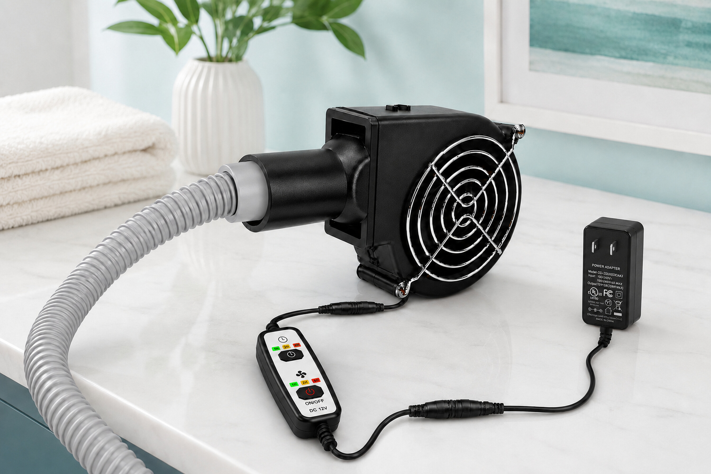 MOZZPAD dryer connected to a CPAP hose